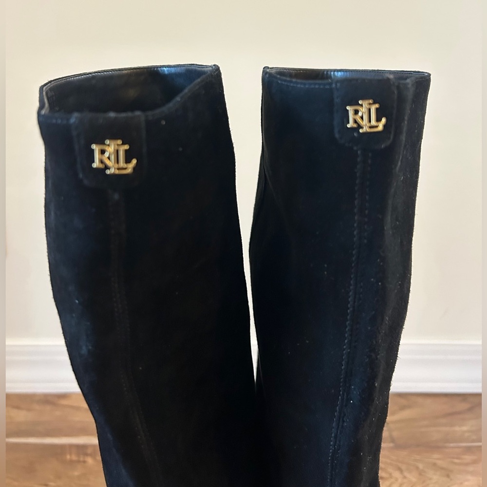 Ralph Lauren Artizan Tall Boots in Women's Size 8.5 in Black Suede NEW W/O BOX - Picture 6 of 8